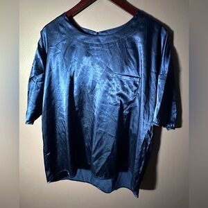 Silky Navy Women's Pajama Top and Shorts